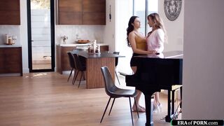 Petite teen licks and fingers her busty piano teacher pussy (Big Tits, Big Tits)