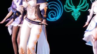 [MMD] Genshin Impact Jean Keqing McGeo Barbara Hot Strip Dance 4K UHD 60FPS