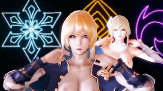 [MMD] Genshin Impact Jean Keqing McGeo Barbara Hot Strip Dance 4K UHD 60FPS