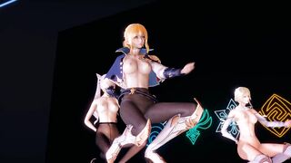 [MMD] Genshin Impact Jean Keqing McGeo Barbara Hot Strip Dance 4K UHD 60FPS