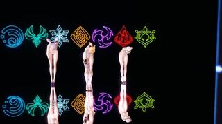 [MMD] Genshin Impact Jean Keqing McGeo Barbara Hot Strip Dance 4K UHD 60FPS