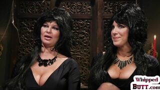 WHIPPED ASS - BDSM whipping busty lesbian blonde MILF in bondages