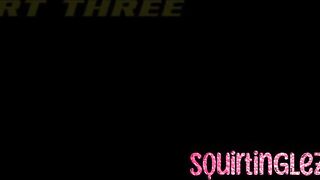 SQUIRTING LEZ - Gushing BDSM lesbian hairy teen with small tits licks pussy