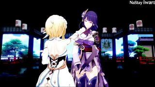 Genshin impact Raiden x Lumine squirting