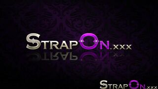 StrapOn Two natural lesbian girls orgasm pussy to pussy