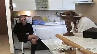 Two french lesbians doing it in the kitchen