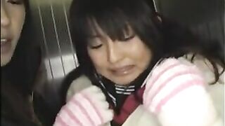 Teengirl first lesbian Sex in Elevator 1