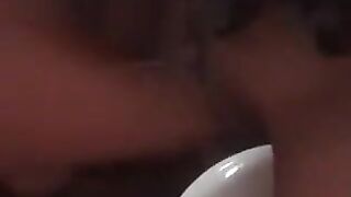 Lesbian sex in public toilet