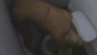 lesbian anal strapon sex in the bathroom