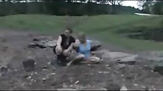 Slave Dia Zerva Lesbian Outdoor BDSM Enema and Humiliation