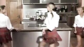 Schoolgirls are teasing, stripping and playing.