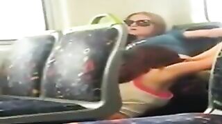 Girl busted on phone cam eating her friend out on the train