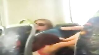 Girl busted on phone cam eating her friend out on the train
