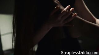 Strapon sex with a cumshot at the end