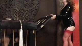 Cute whore gagged and bound before ass spanked by her Mistress
