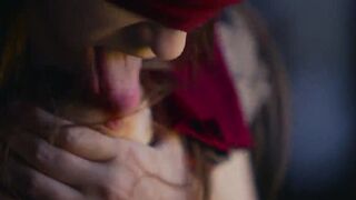Blindfolded submissive masturbation