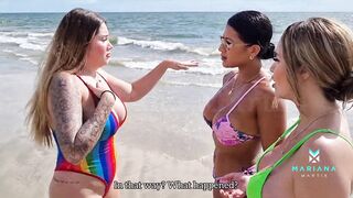 Three porn actresses have lesbian sex on a Colombian nudist beach- Big Squirt Mariana Martix - Sara Blonde - Kourtney Love