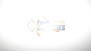 Stunning italian lesbians Tessa and Thena love to play with their feet. After taking off their heels, they start playing footsies and touching their feet, while talking in Italian about how excited they get touching those feet and toes