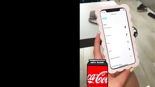My friend Diana Zilli and I call a Deliveroo delivery boy, as soon as he arrives we give him a blowjob