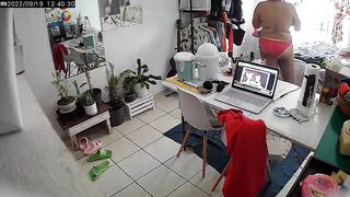 watching my wife from my work in the office