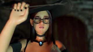 Black magic made a Dickgirl MILF for a horny girl - 3D Futa Anal Sex and Creampie, Helloween Porn