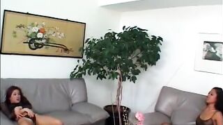 Lovely young asian lesbian porn stars fuck with big strapon