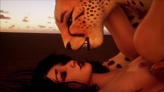 Furry Lesbian erotic licking and scissoring