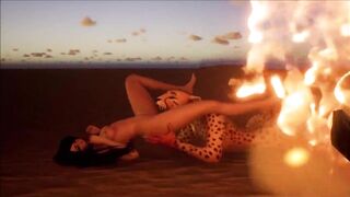 Furry Lesbian erotic licking and scissoring