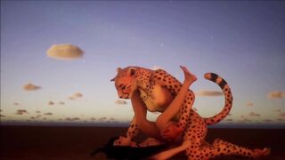 Furry Lesbian erotic licking and scissoring