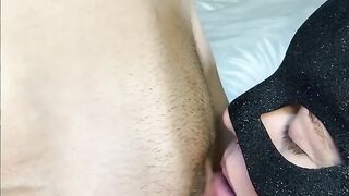 Intense squirting all over her face! Large clit sucking with spraying