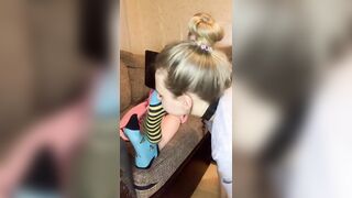 After a hard day, my legs were so sweaty that my slave was salivating with the desire to lick them