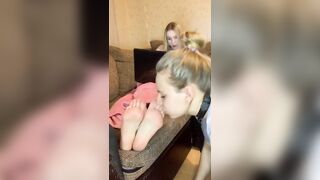 After a hard day, my legs were so sweaty that my slave was salivating with the desire to lick them