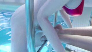 Hot Overwatch Futa porn where D.va is Dickgirl, and She fucking horny Blonde in Pool, Animation Sex Video with BlowJob and Cunnilingus