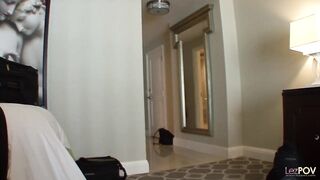 Meeting at the porn convention the inexperienced lesbian asks the milf for tips on licking a pussy