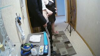 a friend jerks off my cock in the front room