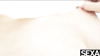 Watch her girlfriend lick her big natural tits and wet pussy