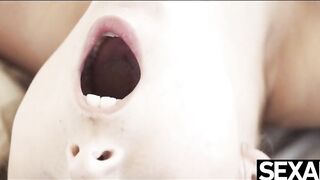 Watch her girlfriend lick her big natural tits and wet pussy