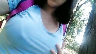 18 Year Old Girl Showing Boobs In The Forest