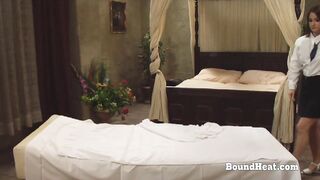 Busty Teen Lesbian Chick Undressed To Show Perfect Boobs For Mistress