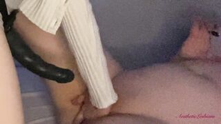 Fucking my girlfriend with strap-on she cum in 2 minutes