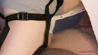 Fucking my girlfriend with strap-on she cum in 2 minutes
