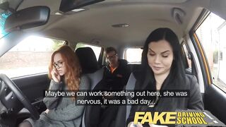 Fake Driving School readhead teen lets busty examiner have her way