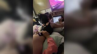 Caregiver watching hot lesbian porn as I lick her pussy and use sex toys until she has orgasm