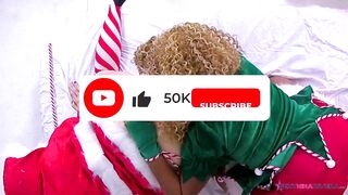 White milf makes ebony teen by eater her pussy for being bad on Christmas