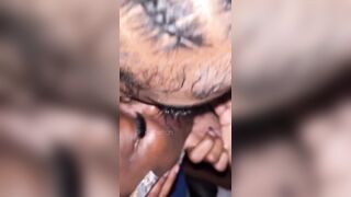 Public lesbian pussy and ass eating threesome