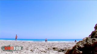 Wild threesome on a public beach with Lara Tinelli and Jordanne Kali