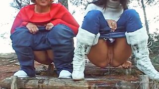 Pissing outdoors and indoors and anal beads