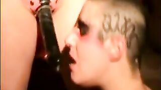 Girl fisted live on stage by another girl