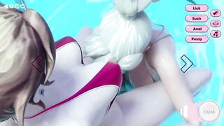 3D Futanari Sex in Pool - Horny girl really wants to bring the dickgirl to orgasm