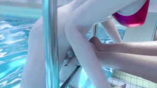 3D Futanari Sex in Pool - Horny girl really wants to bring the dickgirl to orgasm